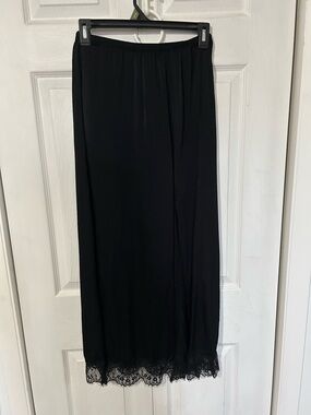 aerie Black long Skirt with Lace Trim and side slit size XS